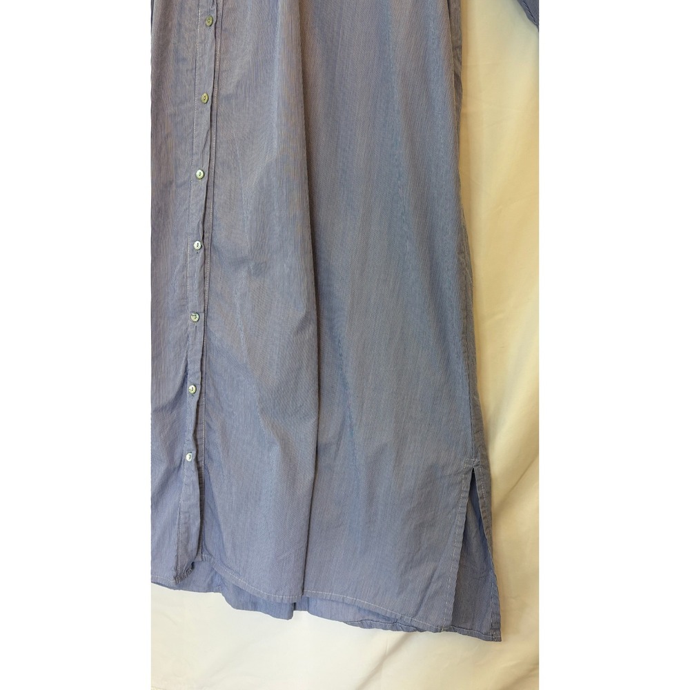 Banditas from Marseille Shirt Dress Maxi OS Blue Smocked Pinstripe OVERSIZED - Picture 7 of 11